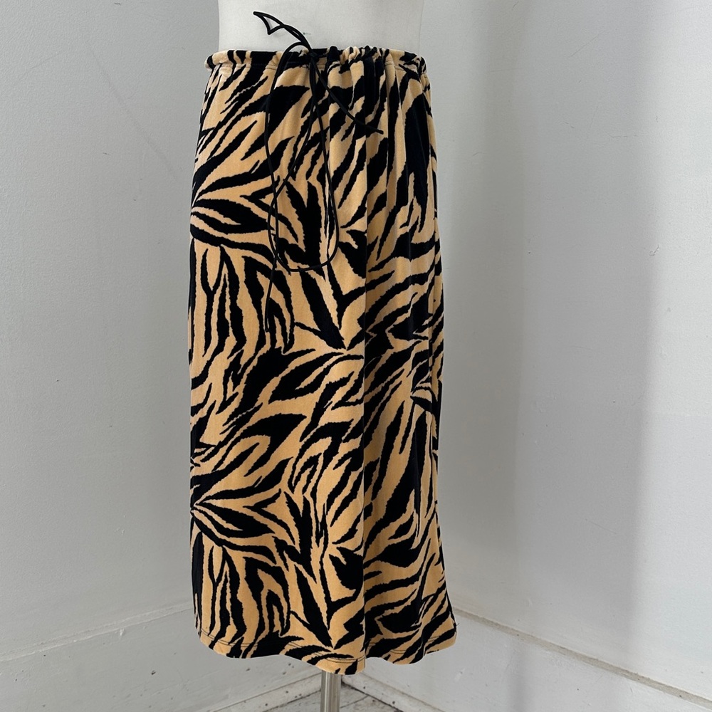 Vintage 90s Y2k Bratz Vibe Velvet Zebra Animal Print 15-38 Waist Skirt